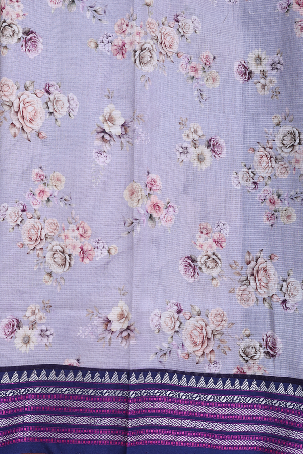 Kota Silk Saree In Pastel Purple With Floral Design