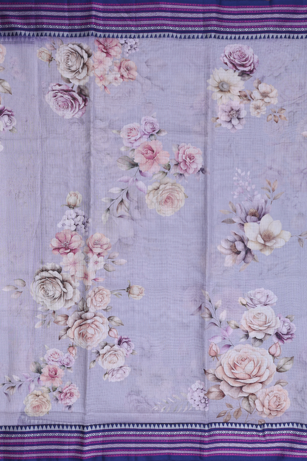 Kota Silk Saree In Pastel Purple With Floral Design