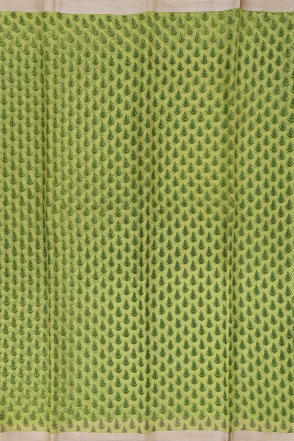 Kota Silk Saree In Pear Green With Printed Design
