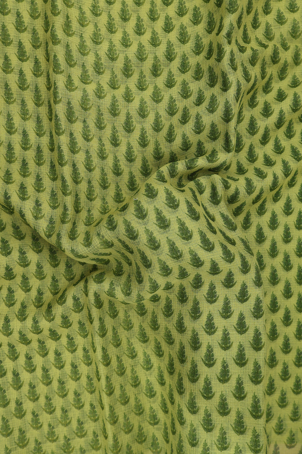 Kota Silk Saree In Pear Green With Printed Design