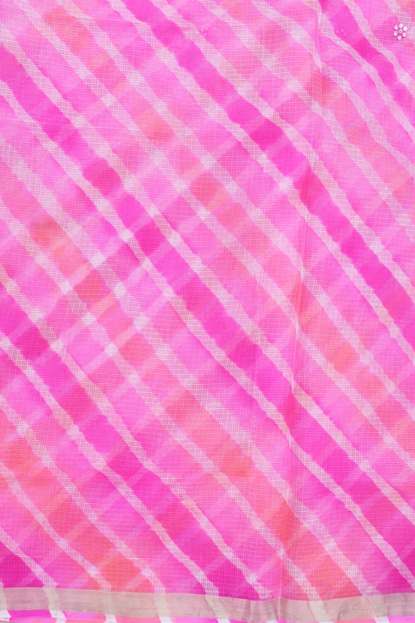Kota Silk Saree In Pink And White With Diagonal Design