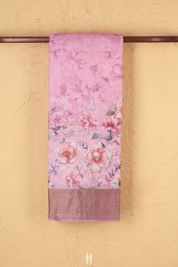 Kota Silk Saree In Pink With Floral Design