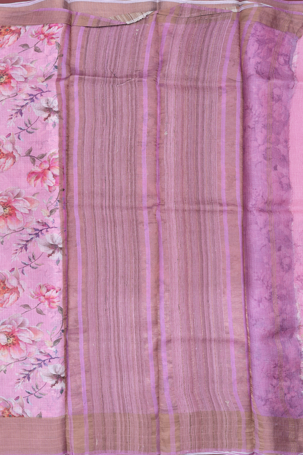 Kota Silk Saree In Pink With Floral Design