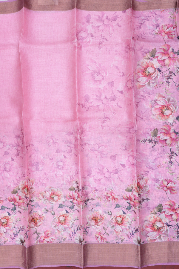 Kota Silk Saree In Pink With Floral Design