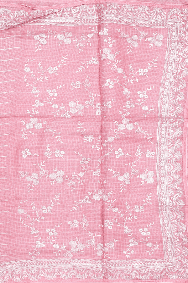 Kota Silk Saree In Pink With Stripes Design