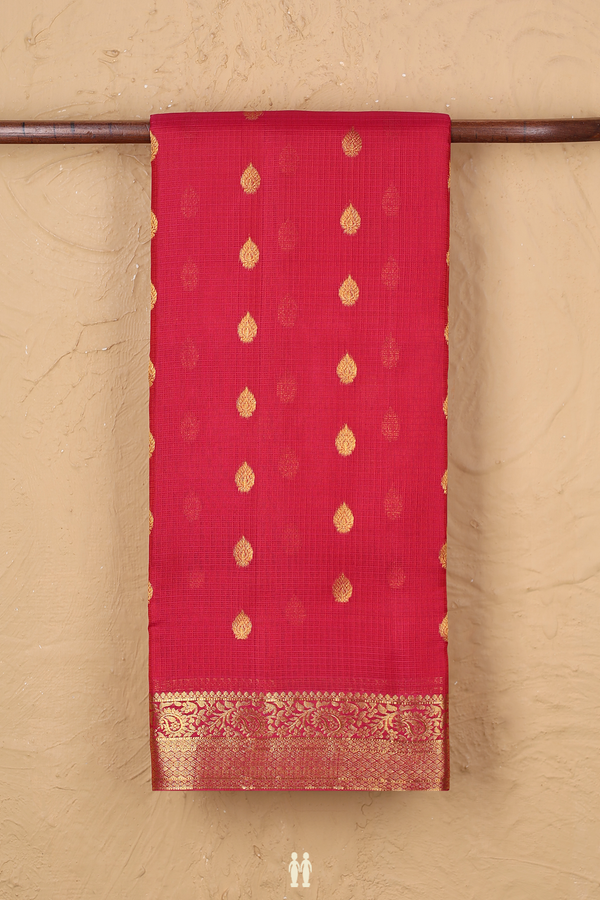 Kota Silk Saree In Pink With Zari Buttas