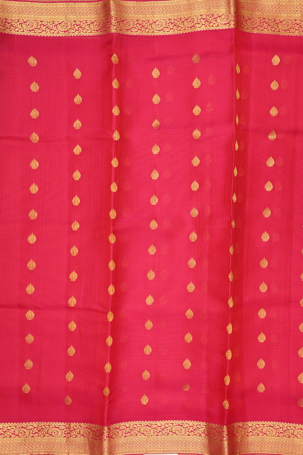 Kota Silk Saree In Pink With Zari Buttas