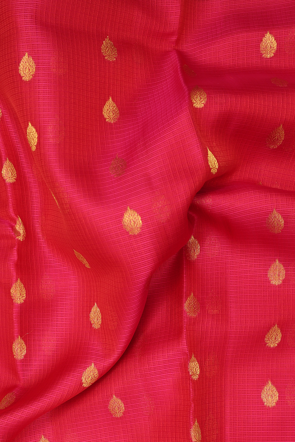 Kota Silk Saree In Pink With Zari Buttas
