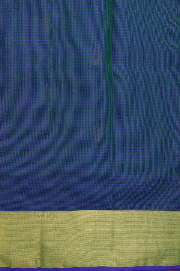Kota Silk Saree In Prussian Blue With Zari Buttas