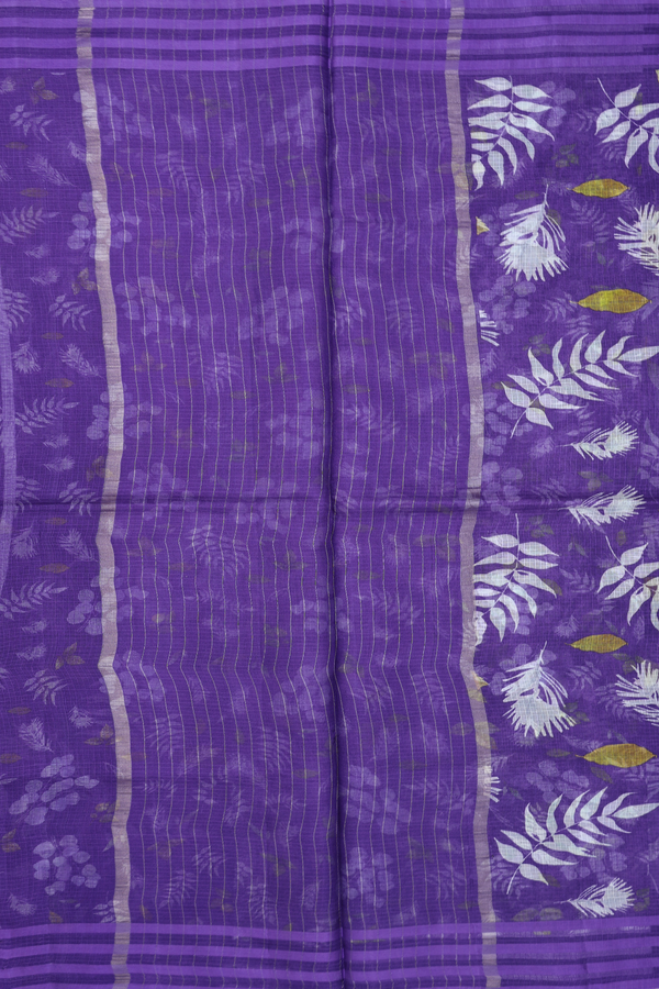 Kota Silk Saree In Purple With Leaf Design