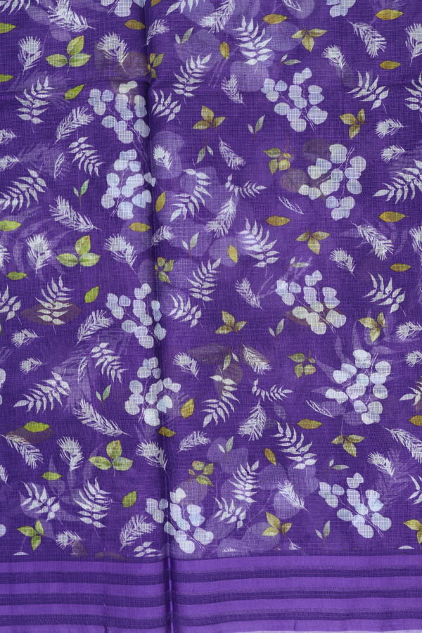 Kota Silk Saree In Purple With Leaf Design