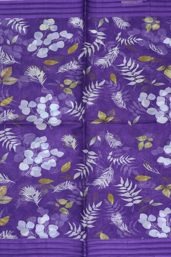 Kota Silk Saree In Purple With Leaf Design