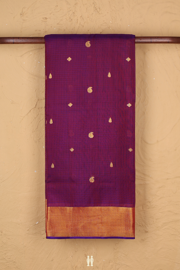 Kota Silk Saree In Purple With Paisley Buttas