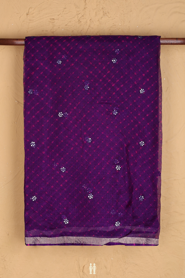 Kota Silk Saree In Purple With Threadwork Buttas