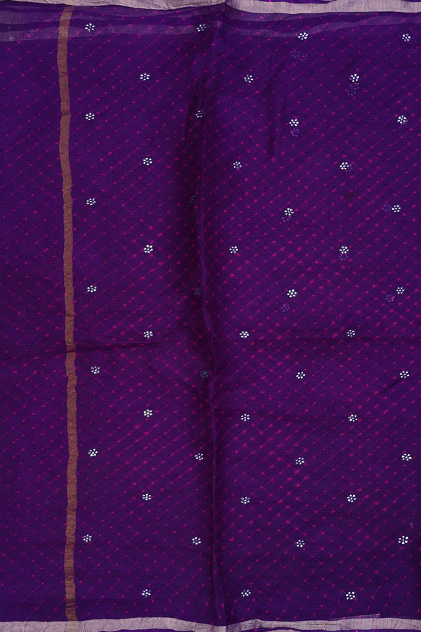 Kota Silk Saree In Purple With Threadwork Buttas