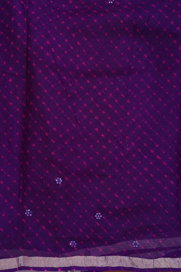 Kota Silk Saree In Purple With Threadwork Buttas
