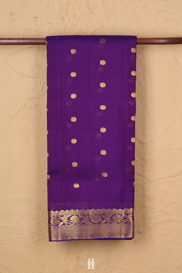 Kota Silk Saree In Purple With Zari Buttas