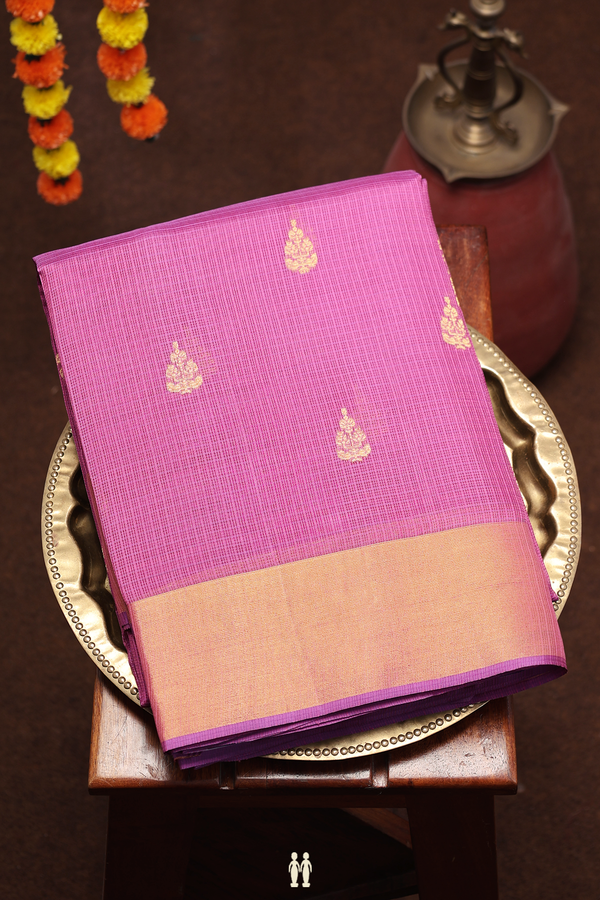 Kota Silk Saree In Purple With Zari Buttas