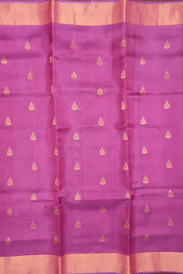 Kota Silk Saree In Purple With Zari Buttas