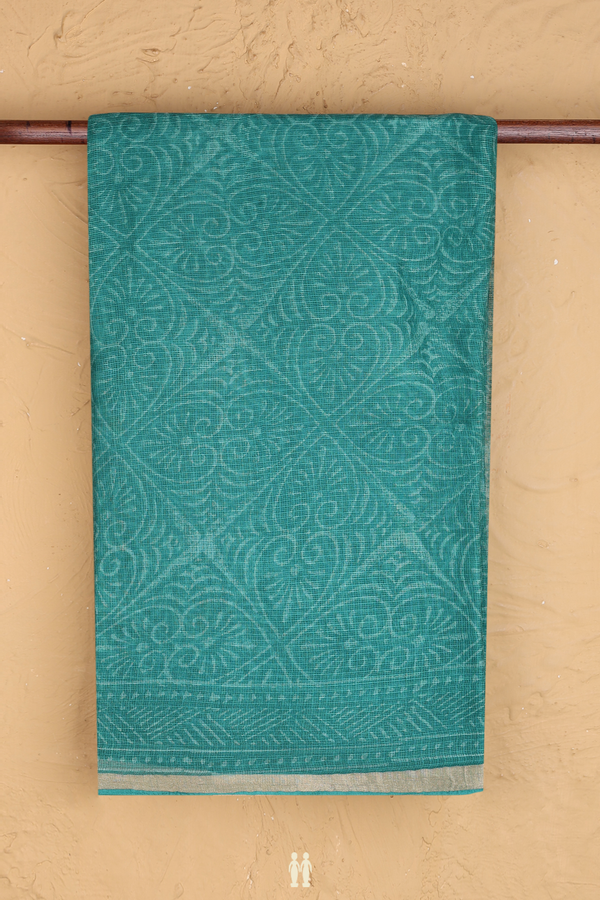 Kota Silk Saree In Ramar Green With Printed Design