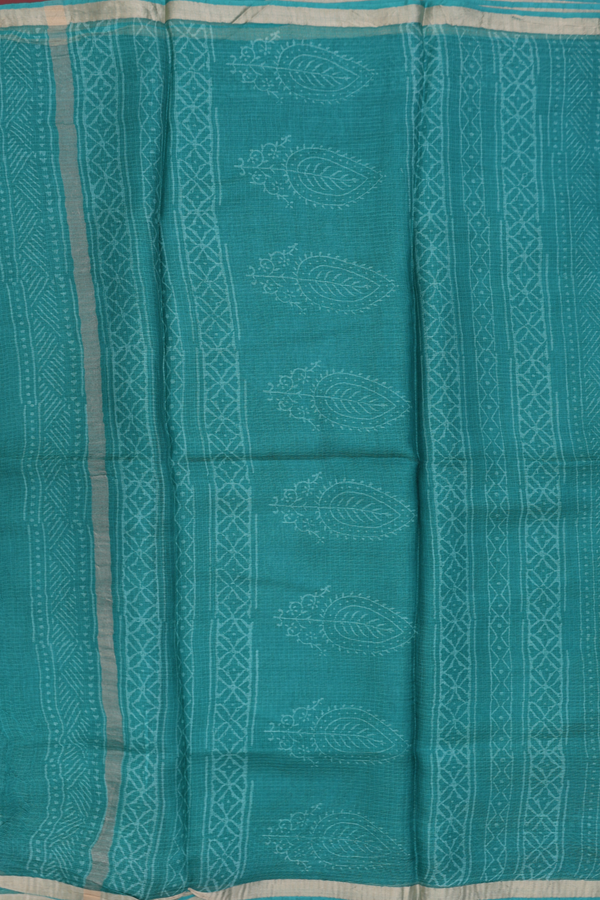 Kota Silk Saree In Ramar Green With Printed Design