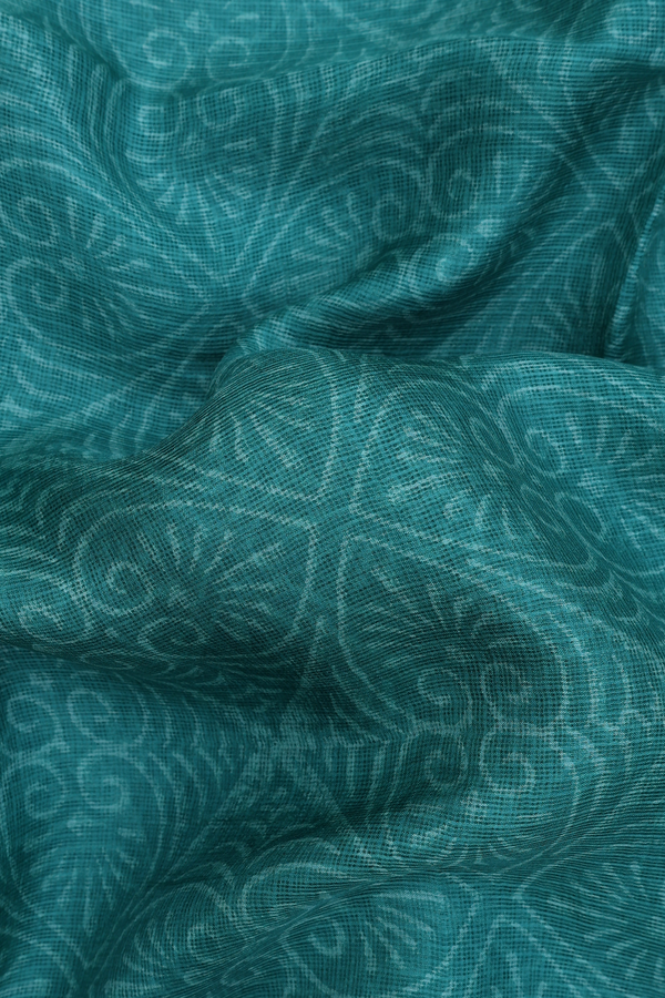 Kota Silk Saree In Ramar Green With Printed Design
