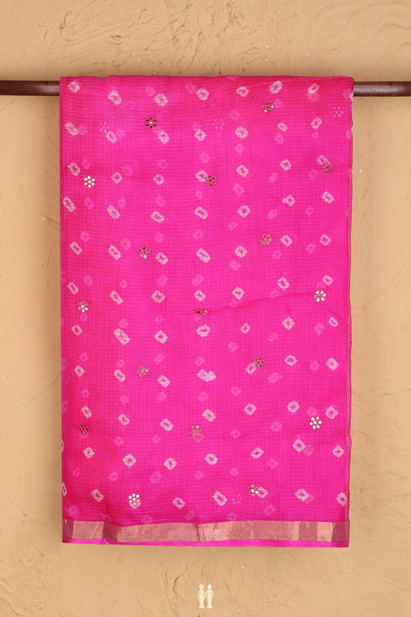 Kota Silk Saree In Red And Magenta With Threadwork Buttas