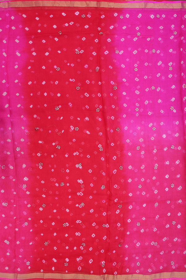 Kota Silk Saree In Red And Magenta With Threadwork Buttas