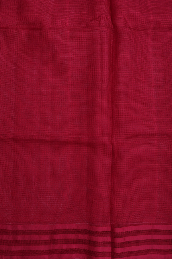 Kota Silk Saree In Red With Stripes Border
