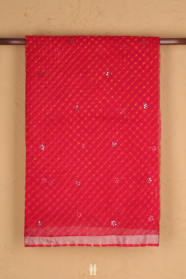 Kota Silk Saree In Red With Threadwork Buttas