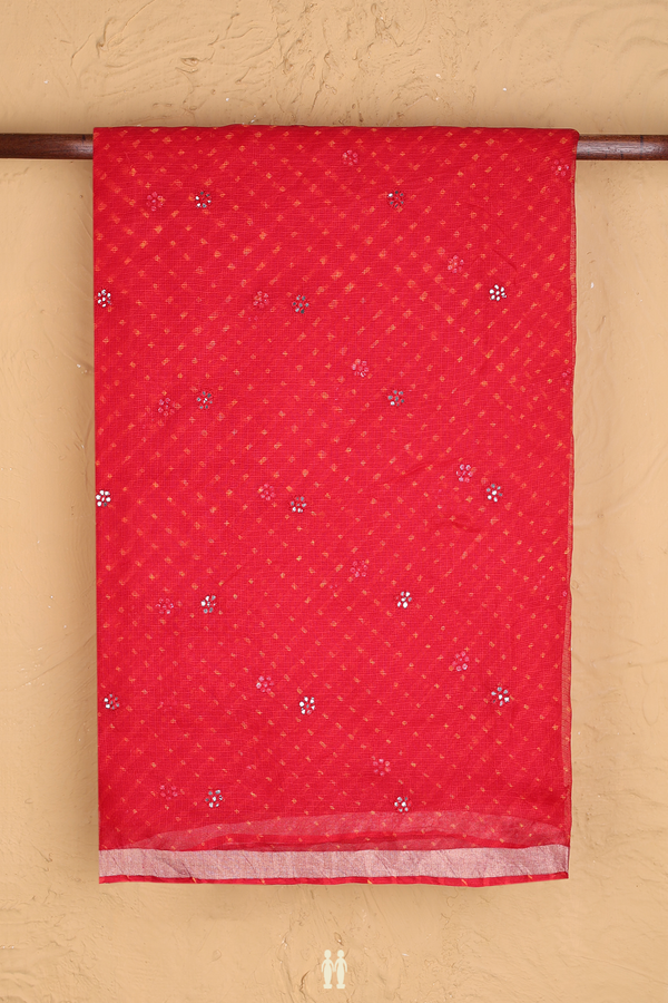Kota Silk Saree In Red With Threadwork Buttas