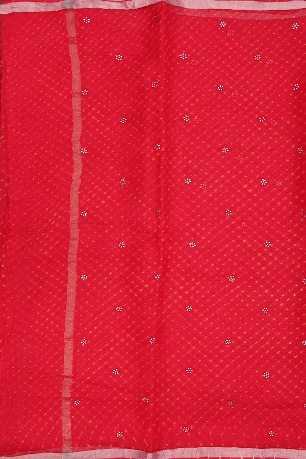 Kota Silk Saree In Red With Threadwork Buttas