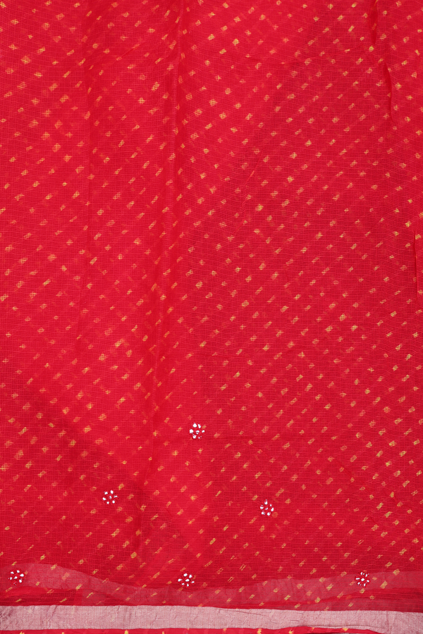 Kota Silk Saree In Red With Threadwork Buttas