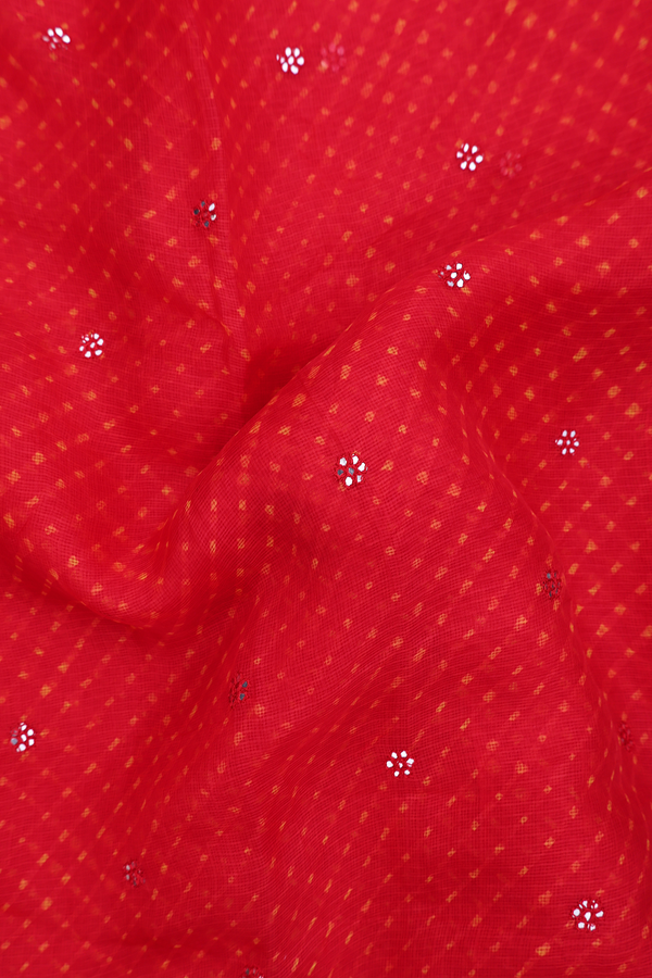 Kota Silk Saree In Red With Threadwork Buttas