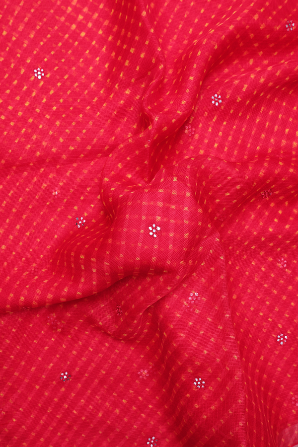 Kota Silk Saree In Red With Threadwork Buttas