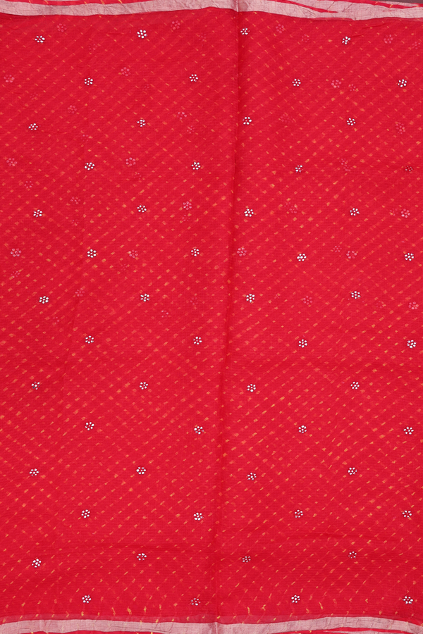 Kota Silk Saree In Red With Threadwork Buttas