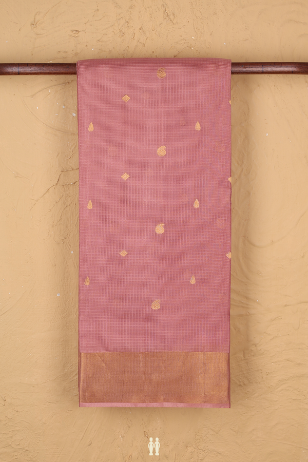 Kota Silk Saree In Rose Brown With Paisley Buttas