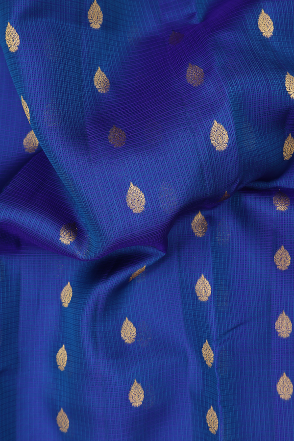 Kota Silk Saree In Royal Blue With Zari Buttas