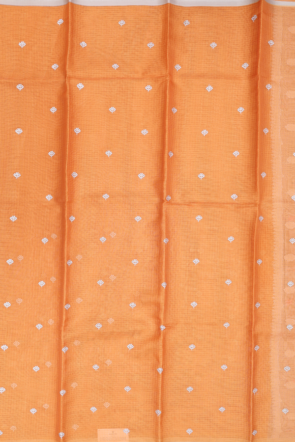 Kota Silk Saree In Royal Orange With Zari Buttas