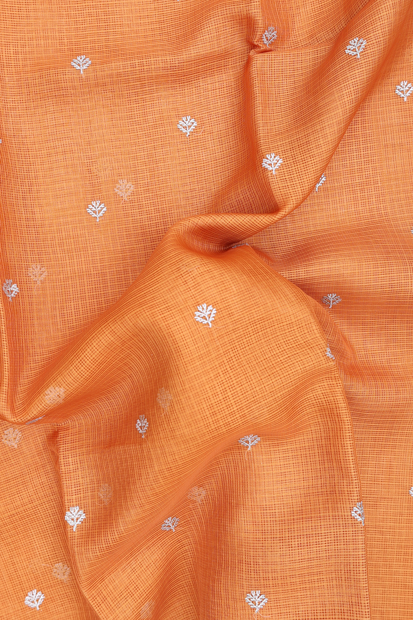 Kota Silk Saree In Royal Orange With Zari Buttas