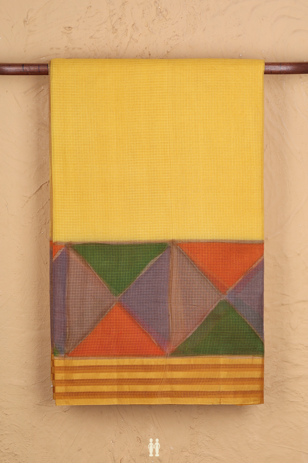 Kota Silk Saree In Royal Yellow With Stripes Border