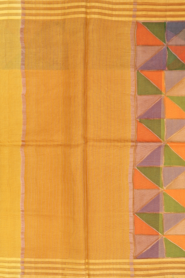 Kota Silk Saree In Royal Yellow With Stripes Border