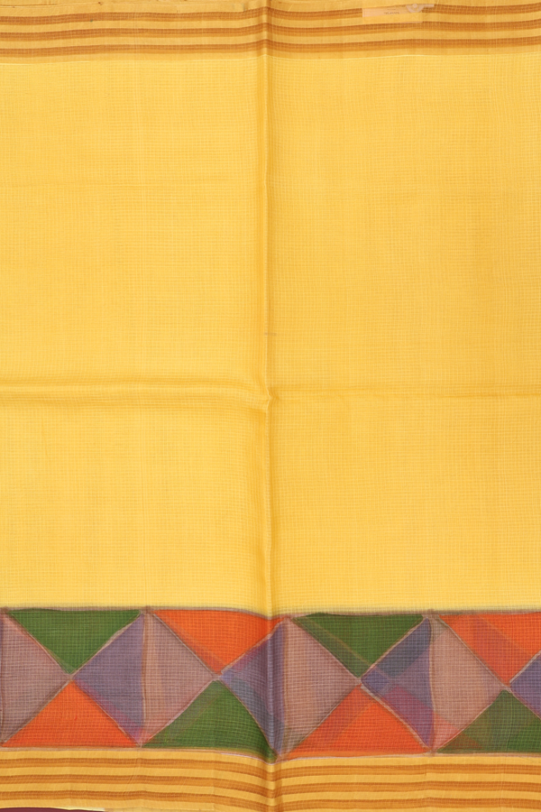 Kota Silk Saree In Royal Yellow With Stripes Border
