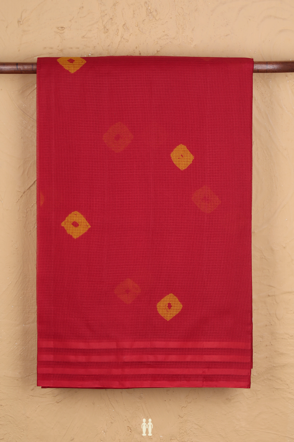 Kota Silk Saree In Ruby Red With Diamond Design