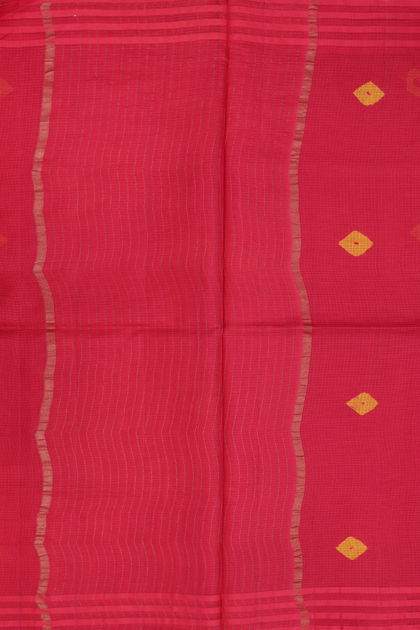Kota Silk Saree In Ruby Red With Diamond Design