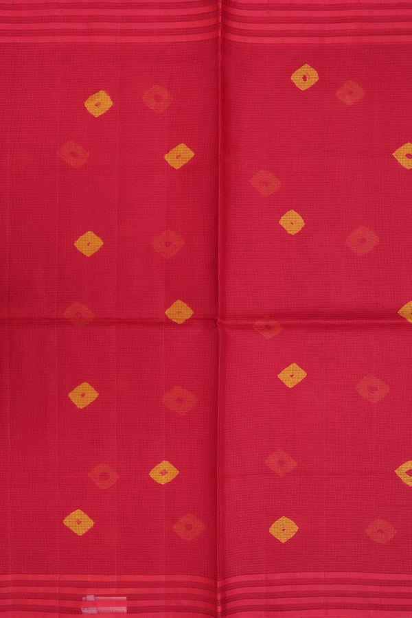 Kota Silk Saree In Ruby Red With Diamond Design