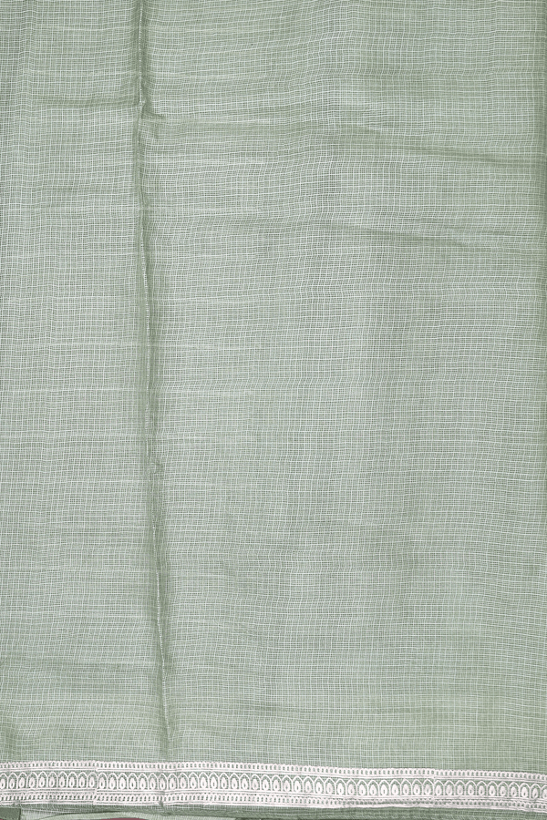 Kota Silk Saree In Sage Green With Stripes Design