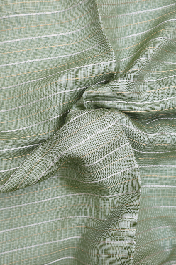 Kota Silk Saree In Sage Green With Stripes Design