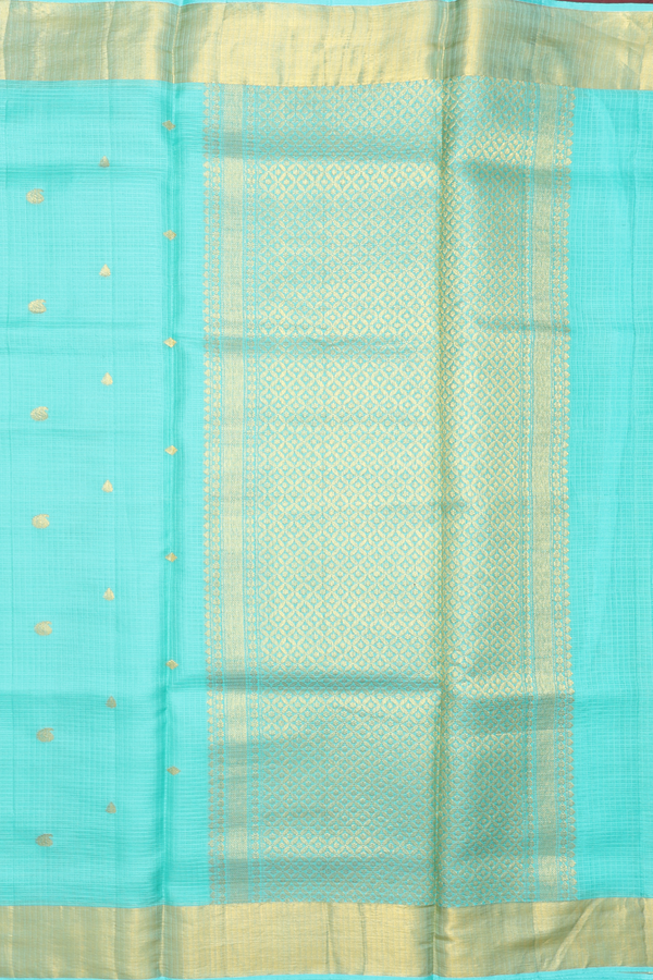 Kota Silk Saree In Aqua Green With Paisley Buttas