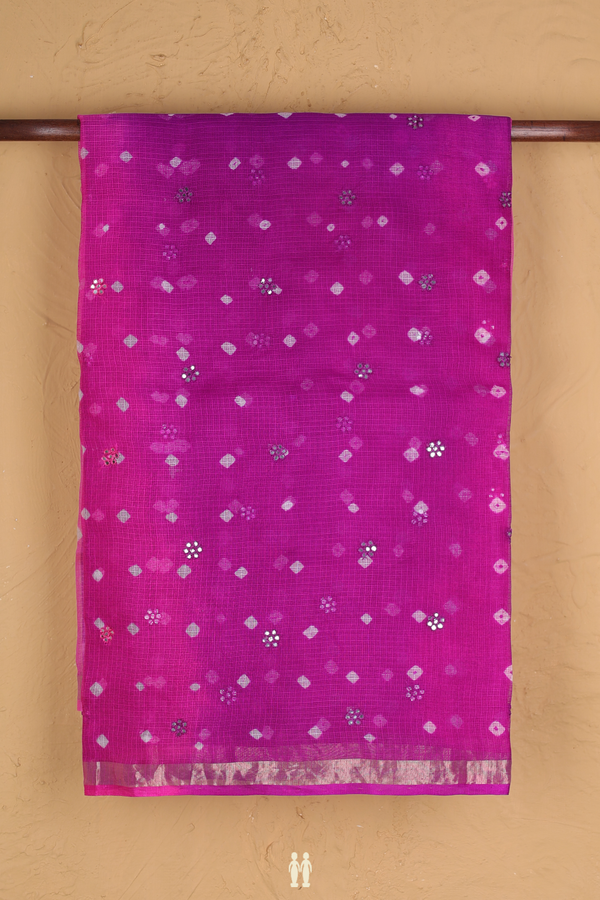 Kota Silk Saree In Shades Of Purple With Threadwork Buttas